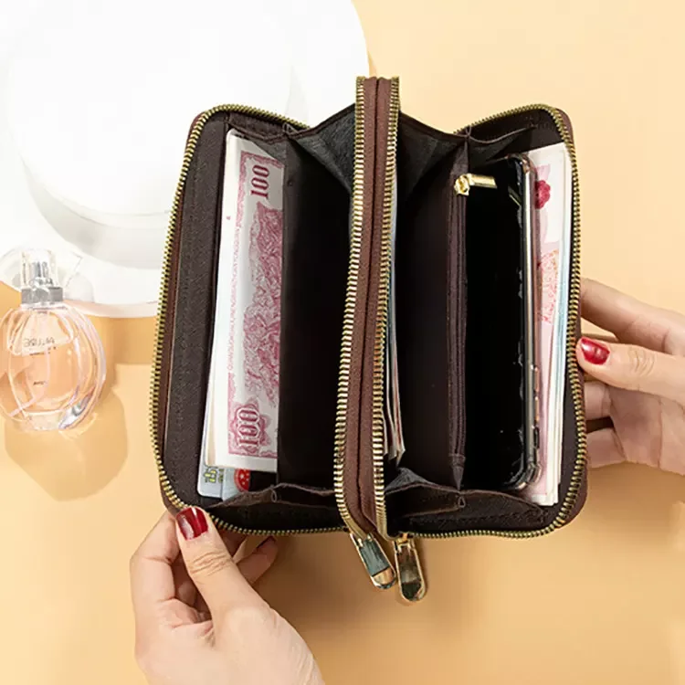 PU Girls New PU Girls Style Cute Colorful Long Cash Wallet Coin Purses Card Holder Double Zipper Handbag