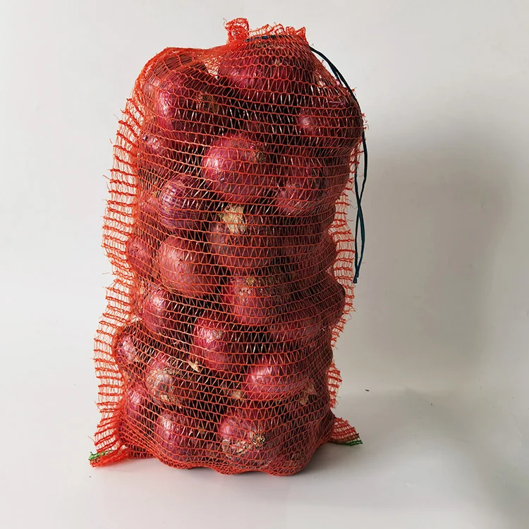 2024 China factory round woven vegetable mesh pouch onion potato and sweet potato packing mesh bag