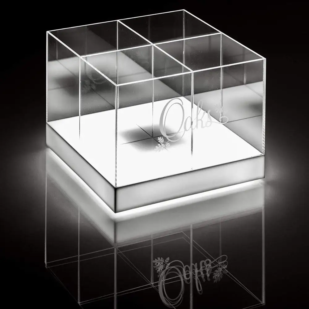 Acrylic LED-Lighted Office Desktop Display Stationery Organizer/Makeup Brushes Organizer/Pencil and Pen Case Holder, Storage Box