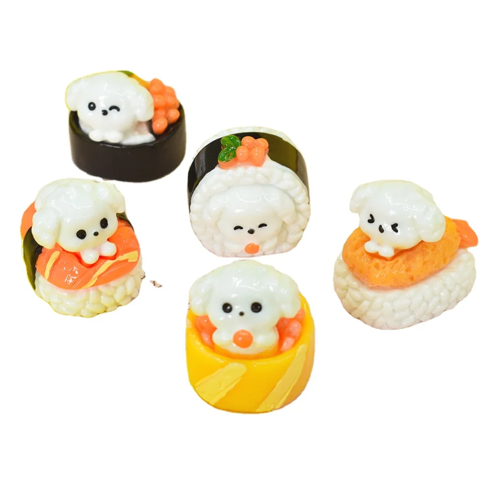 100PCS/BAG Food Sushi Rice Ball Caviar Rice Sushi Flatback Resin Charms For Slime Mobile Case Keychain DIY Craft Decoration