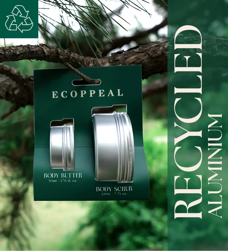 Eco Package Aluminum Private Label Custom Logo Natural Organic Moisturizing Whipped Body Scrub and Body Butter Gift Set