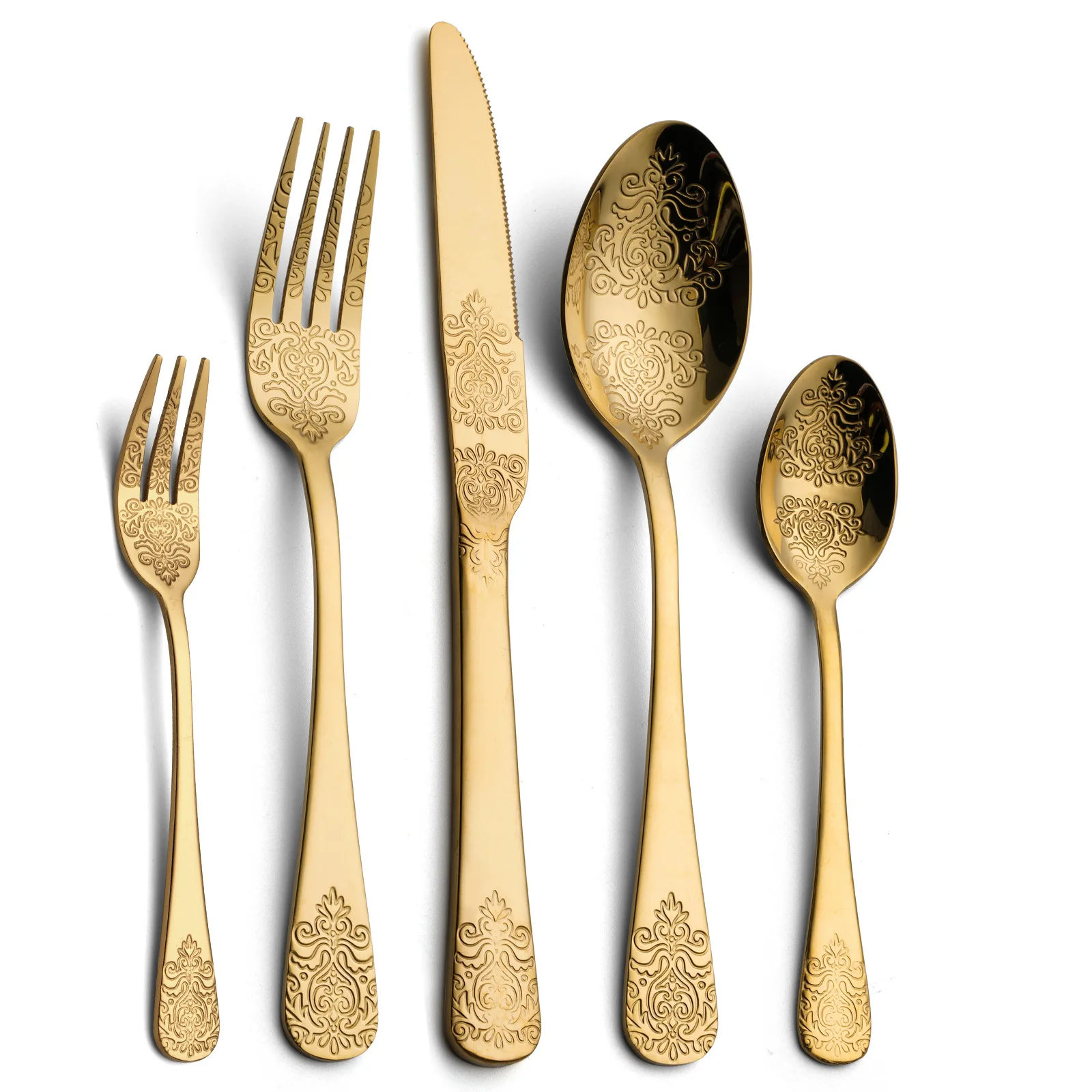 Hot Selling Cubiertos Dorados Couverts Talher Besteck  Inox Cucharas Eating Utensils Flatware Gold Cutlery Set