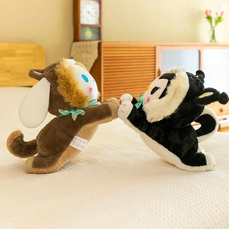 Kawaii Cartoon Kuromi Dressed As Shiba Inu Plush Pillow for Kids Stuffed Cinnamonoll Grab Machine Plush Doll