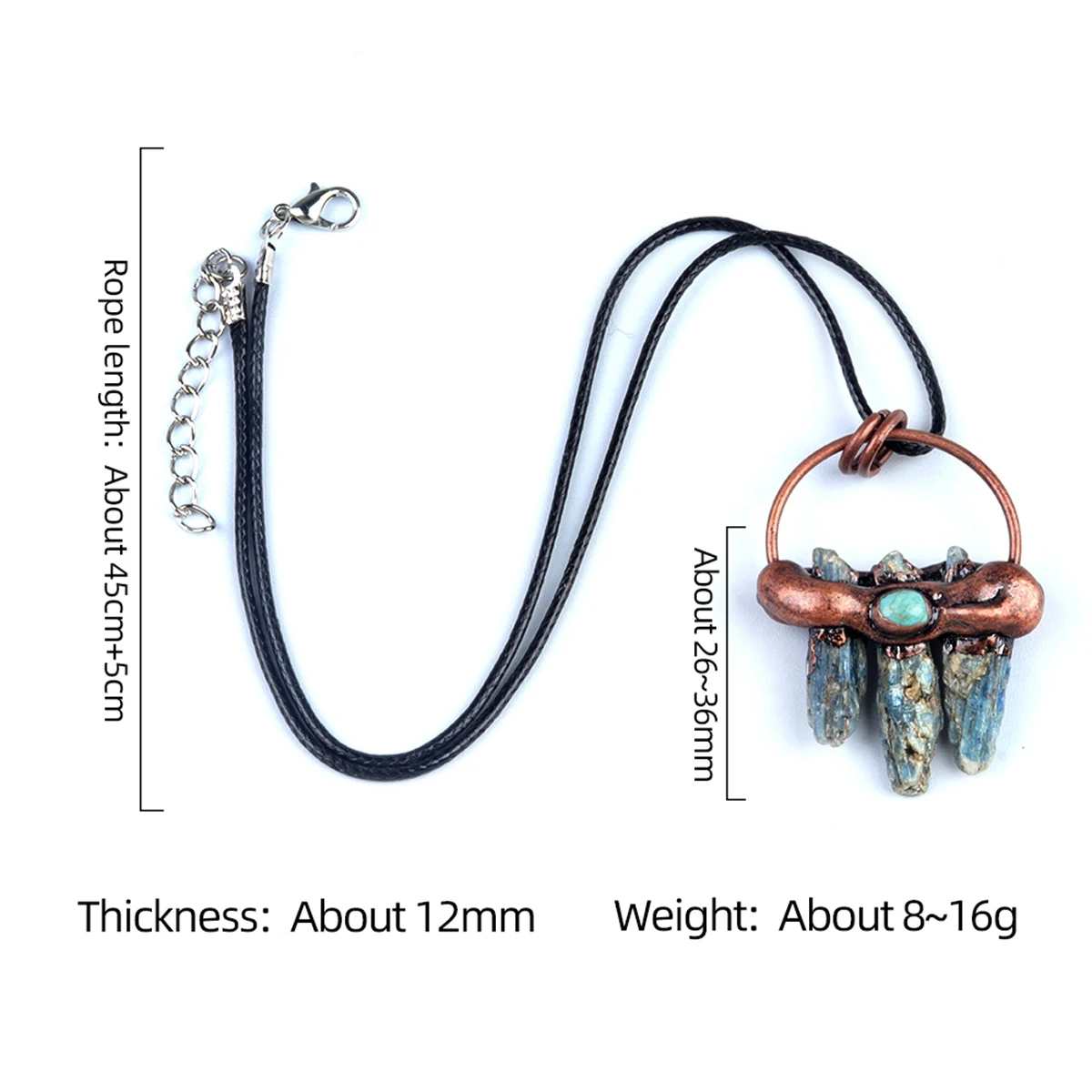 Wholesale Retro Pendant with Natural Blue Apatite and Original Brass Top Ring Metal Jewelry Necklace for Wedding Gifts