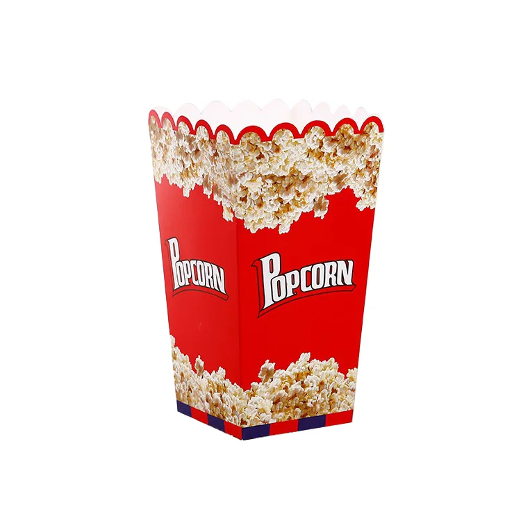 Wholesale Popcorn Boxes White Cardboard Disposable Snack Packaging Foldable Popcorn Paper Boxes