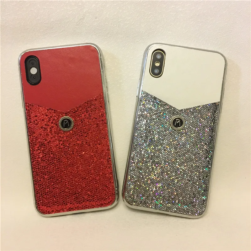 
UNIMOR new arrival 2019 electroplate leather case TPU+PC+PU leather bling bling lady wallet leather phone case with card slot 