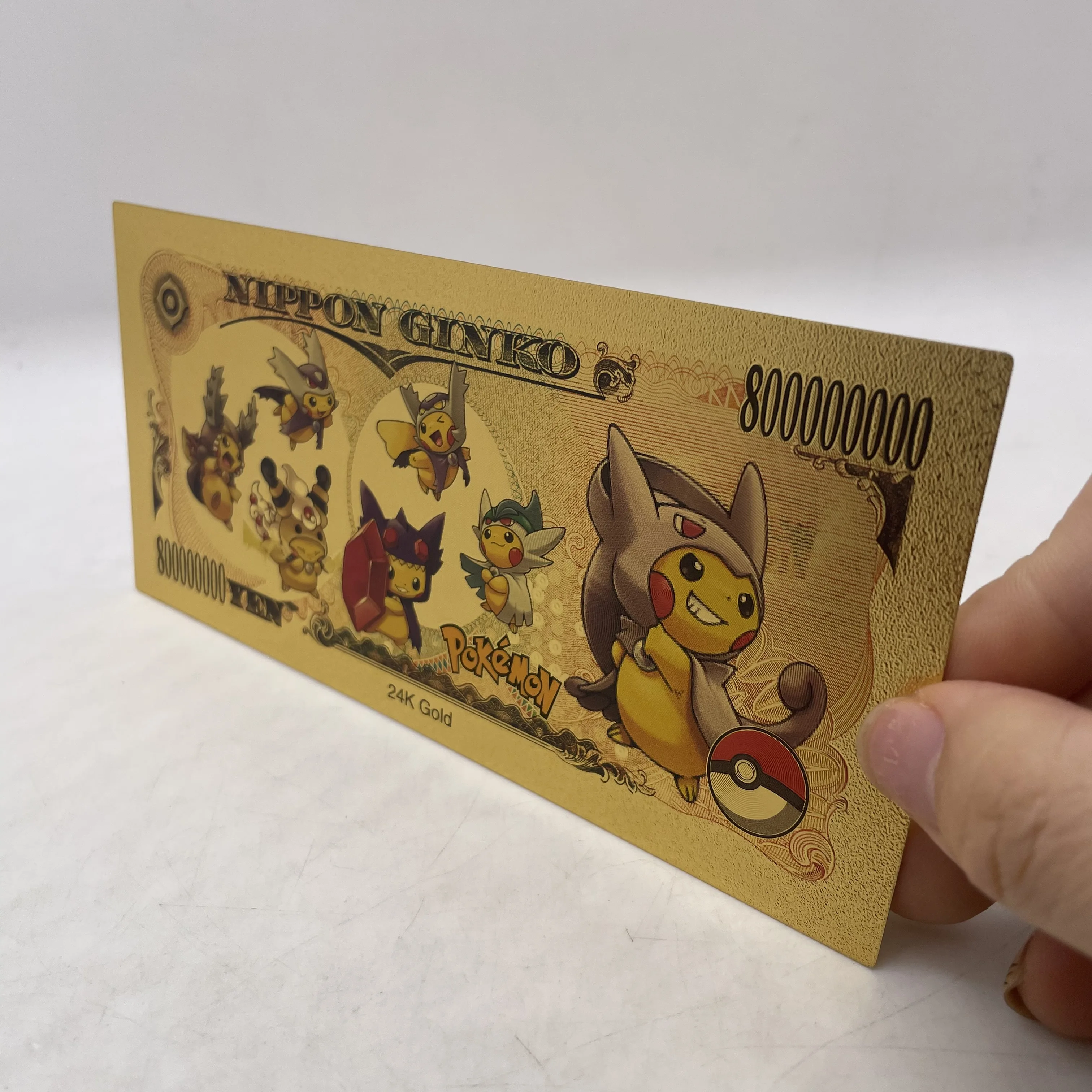 18  Designs Cute Animals Pikachu Ticket Gold Banknote Japan Anime Great Kid Gifts and Collection Cards and Game Playing Cards