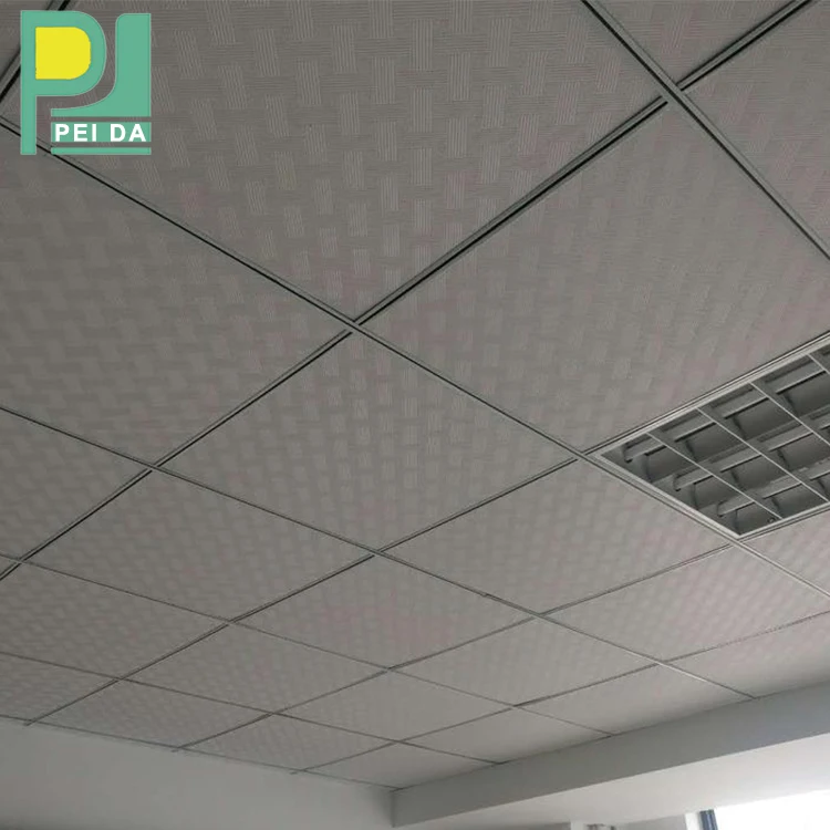 Interior Office Decor PVC Vinyl Coated Gypsum False Plaster Ceiling Tiles  Factory Price