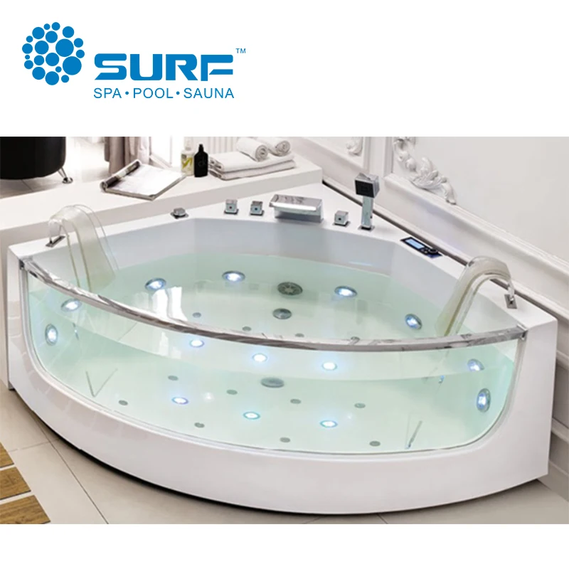 Indoor Bathroom Equipment Corner Massage Jets Whirlpool Bathtub Price