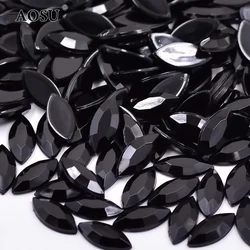 AOSU Wholesale 7*15mm Horse Eye Crystal AB Strass Flatback Gems Acrylic Rhinestones For Clothes DIY Crafts