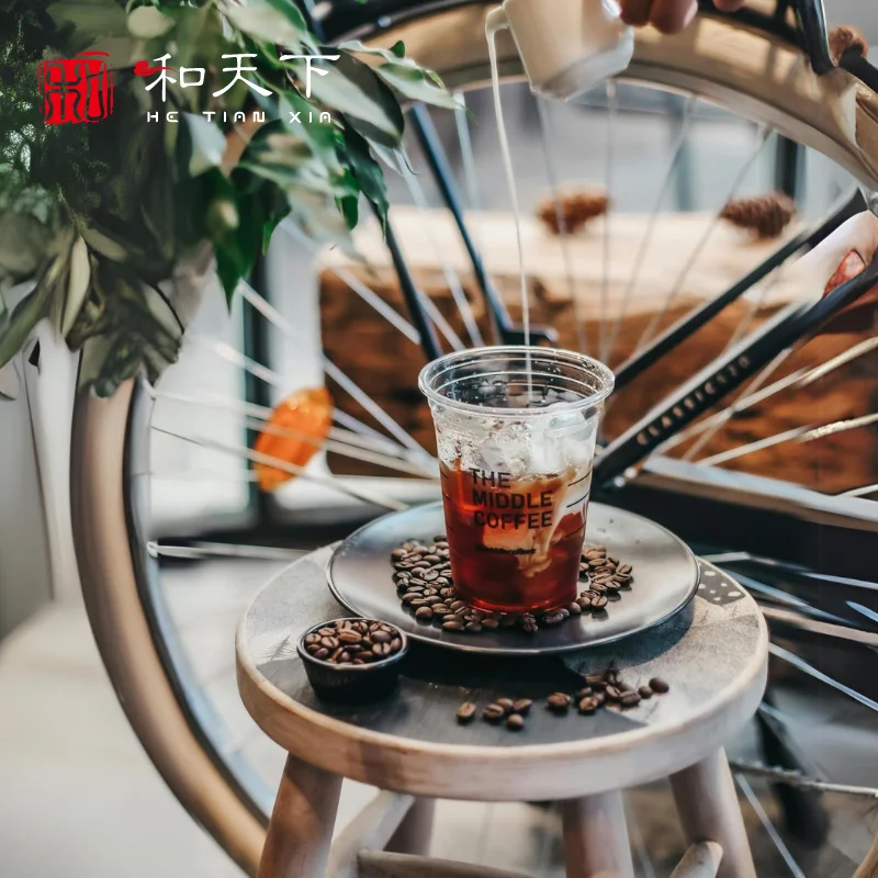 Custom Printed Clear PET Cup Disposable Plastic Mini Dessert Glasses UShape Cups Hot and Cold Butterfly 10oz Cups with Dome Lids