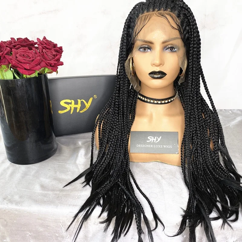 
New Arrival 180% Density Synthetic Hair Full Braid Wig 13*3 Lace Front Wig Long Length Hair 
