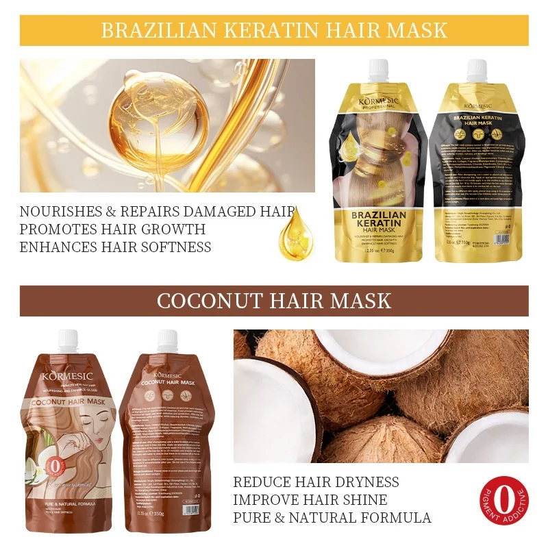 Keratin Hair Mask Organic Cream with Collagen Hair Repair and Smoothing Moisturizing Herbal Coconut Oil Argan Oil
