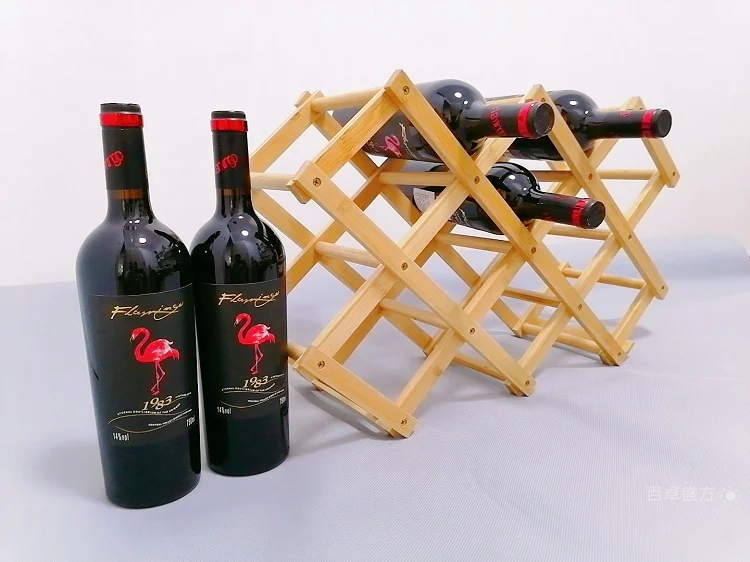  Durable Using Low Price Creative Solid Bamboo Foldable Wine Rack Red
