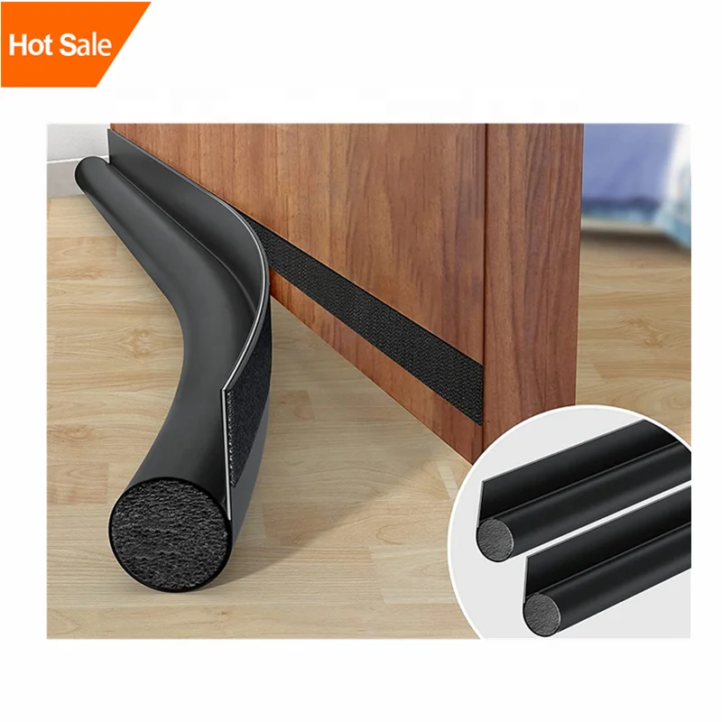 Single side Windproof Durable Black Leather Door Bottom Sealing Strip Under Door Draft Stopper