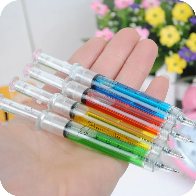 New Design Custom Children Novelty Liquid Syringe Pen Injection Plastic Ballpoint Pen