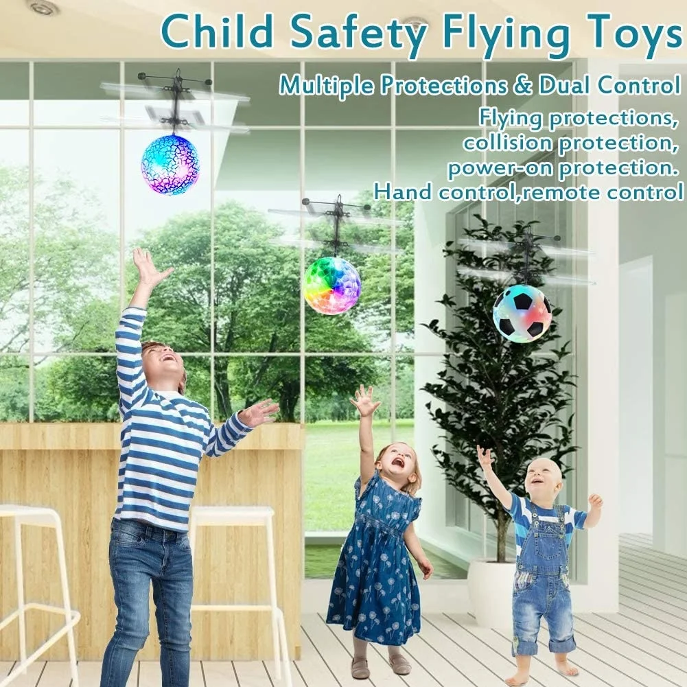 Flying Ball Toys LED RC Toy for Kids Rechargeable Light Up Mini Drone Infrared Induction Helicopter Remote Controller