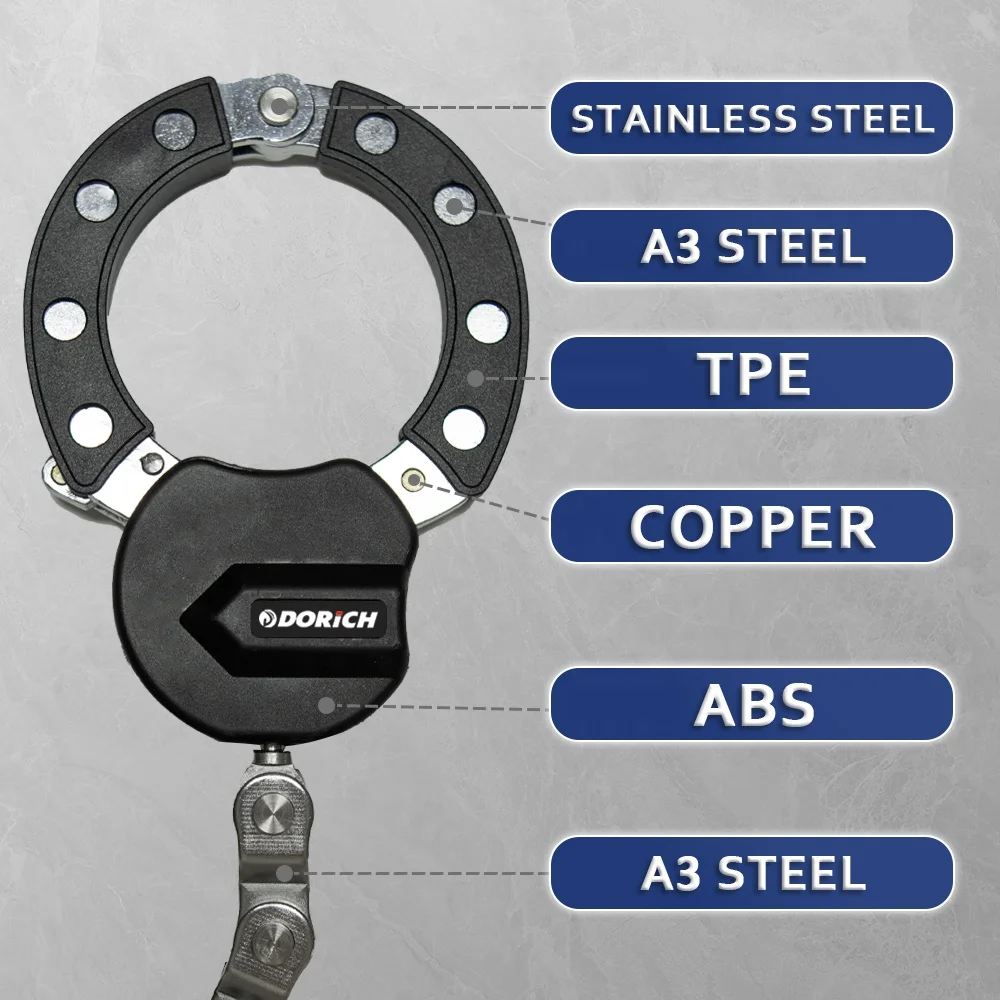 Heavy Duty Anti Theft Motorcycle Twins Handcuff Chain Lock High Security Double Handcuffs Lock with Key for Electric Scooter