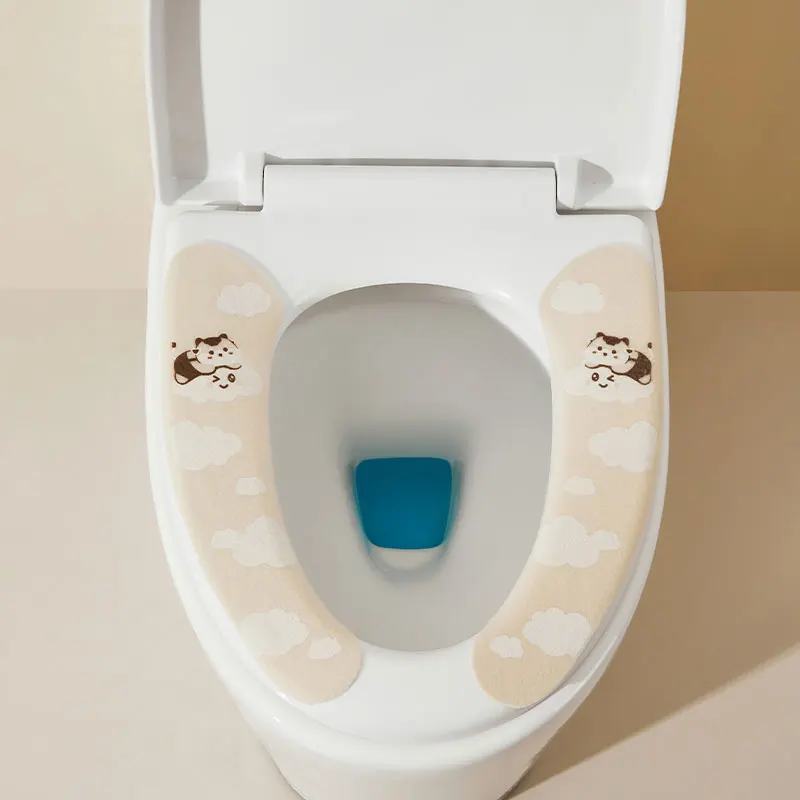 Single Piece Cartoon Cute Portable Warm Toilet Seat Cover Cushion for Home Use