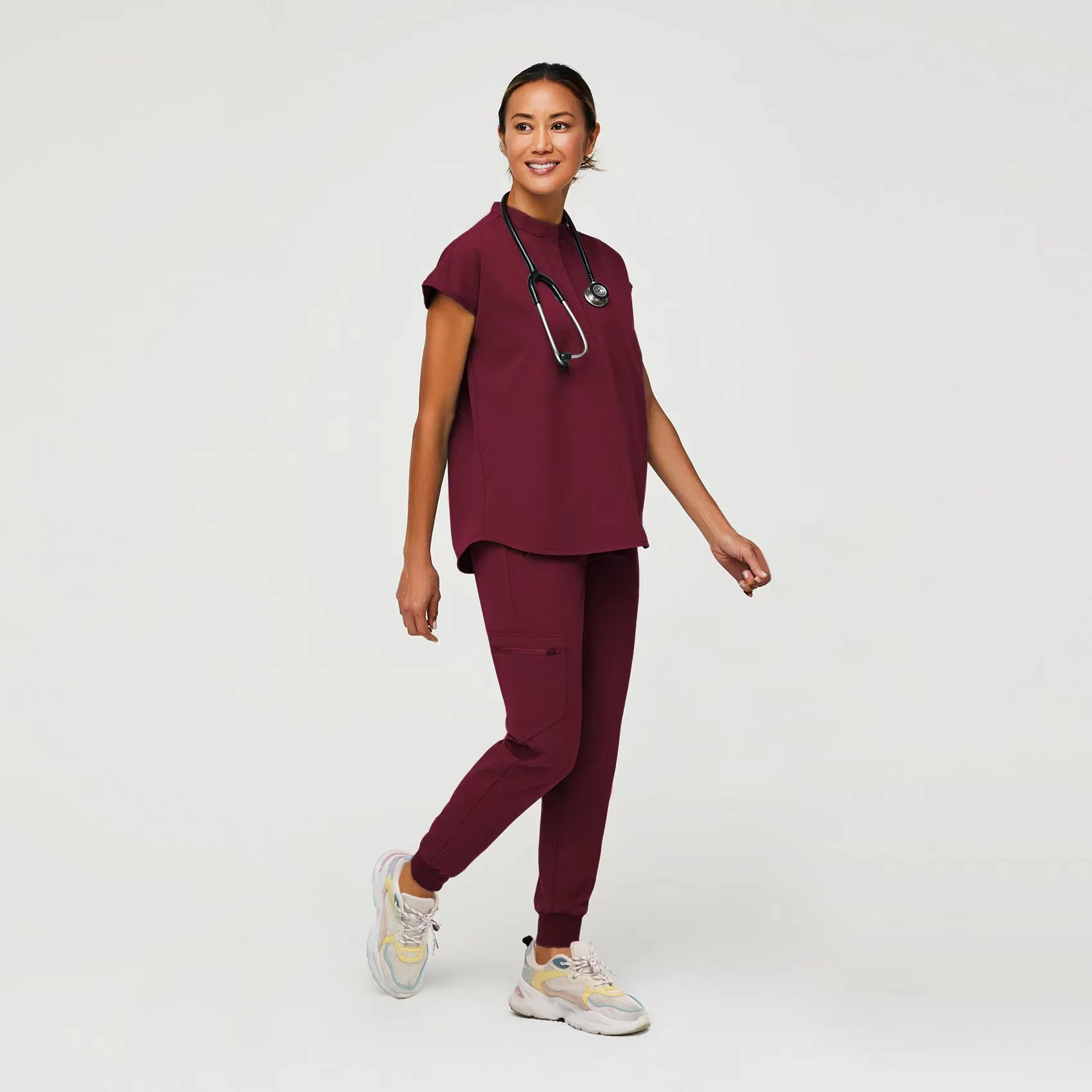 Wholesale  High Quality 4 Way Stretch Spandex Scrub Suits for Women Hospital Uniforms