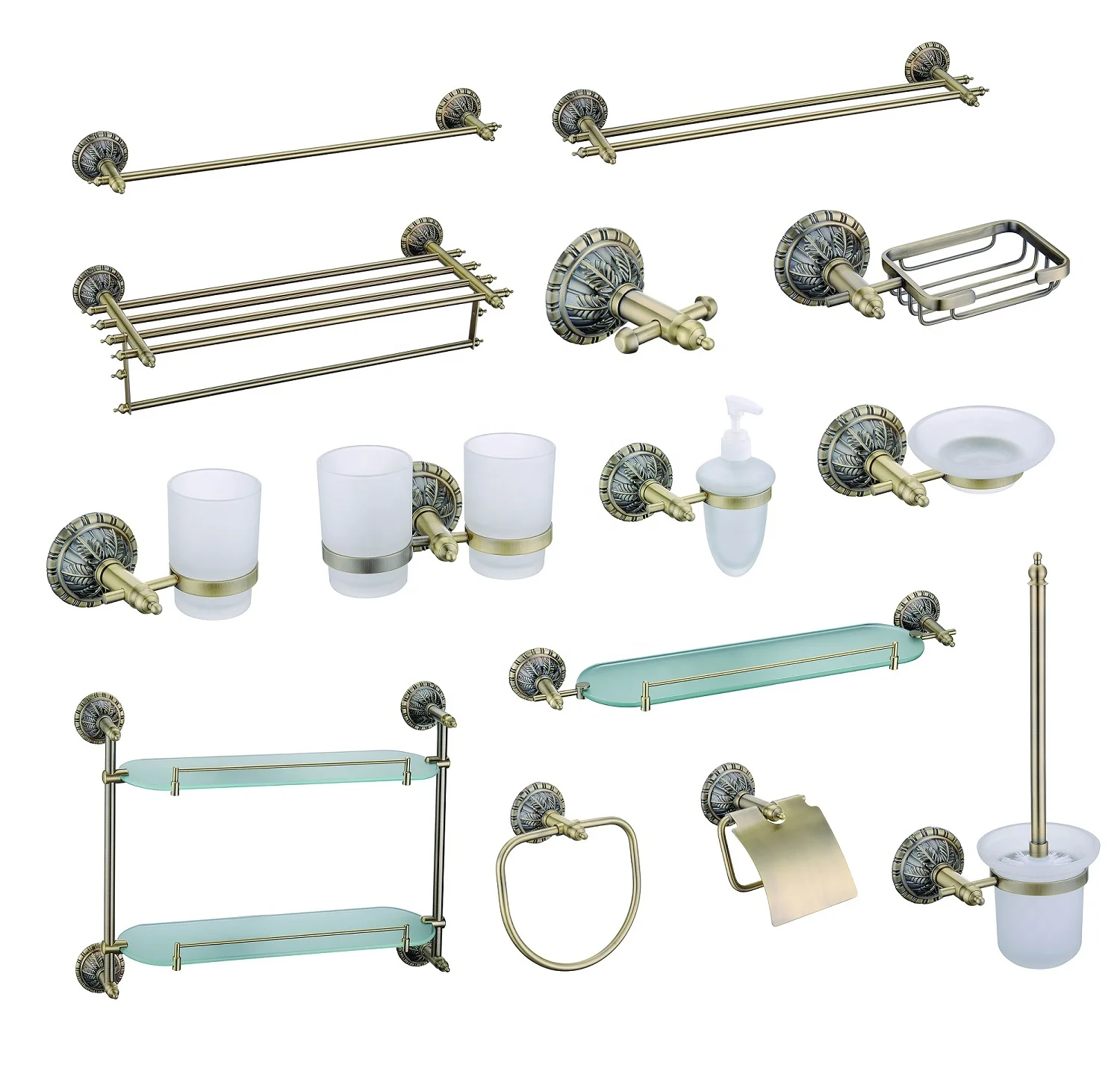 Old Style Classic Brass Copper Bathroom Accessories Sets KE Series