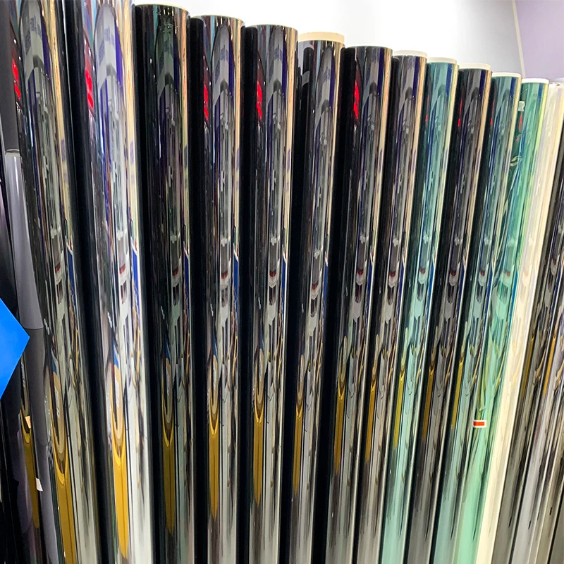 Popular selling heat resistant metallic reflective foil glass brown silver  window building tinted film for glass protection