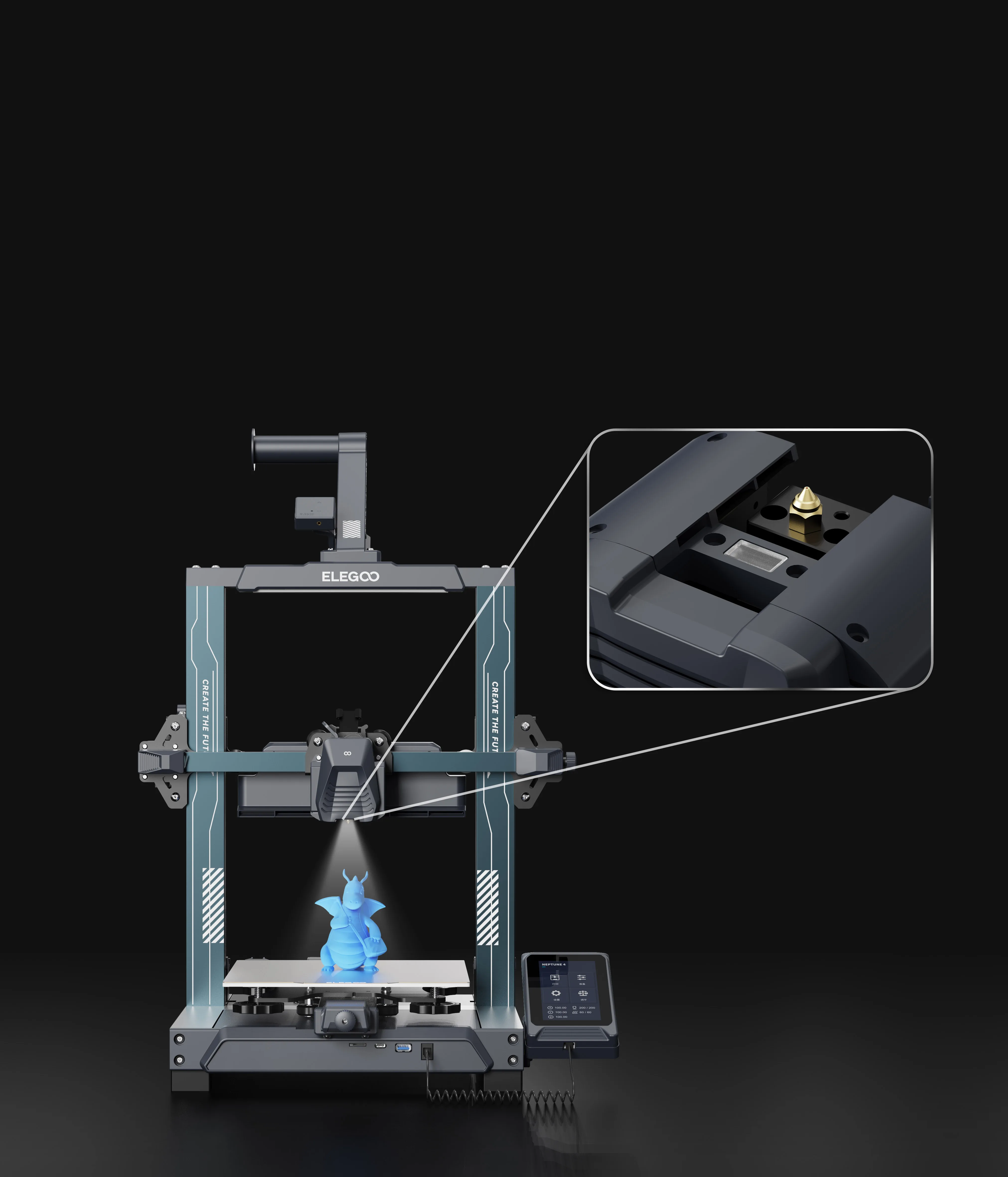 ELEGOO Neptune 4 FDM 3D Printer with Up to 500mm/s High-Speed Printing Size of 225x225x265mm /8.85x8.85x10.43 Inches