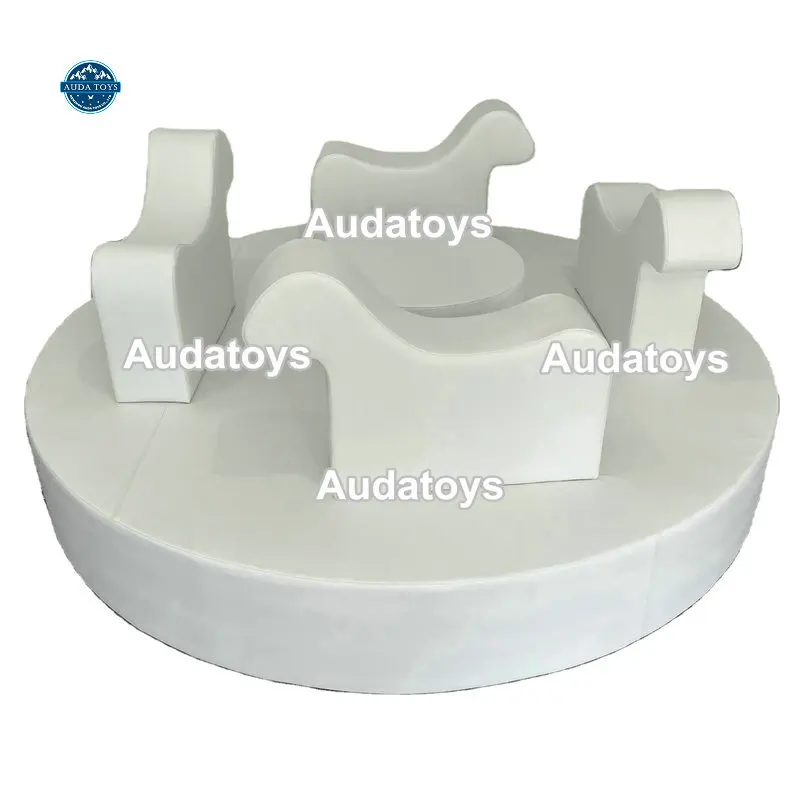 White Kids Indoor Playground Equipment Soft Play Merry Go Round