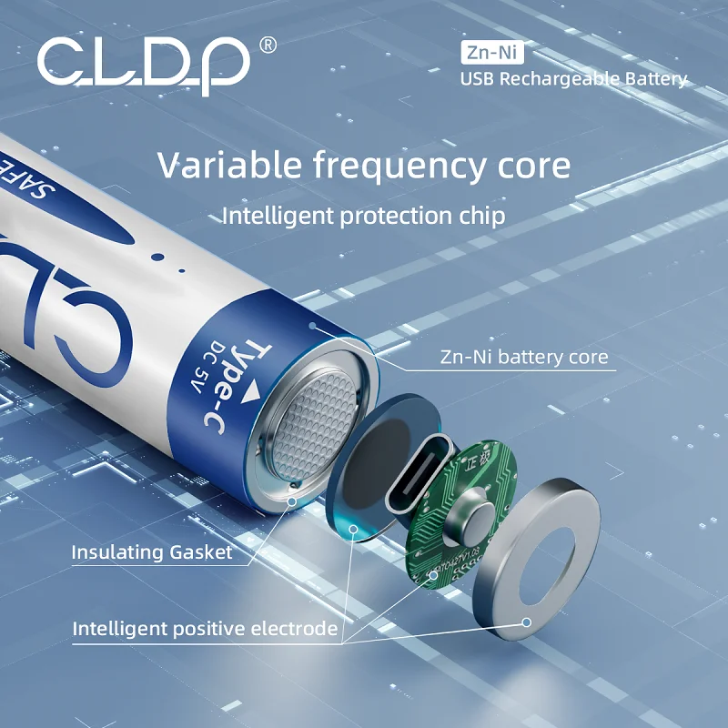 Logo OEM Zn-Ni USB rechargeable batteries 2pack 1.5v 1.6v 2000mWh AA 500mWh AAA type-c port chargeable battery