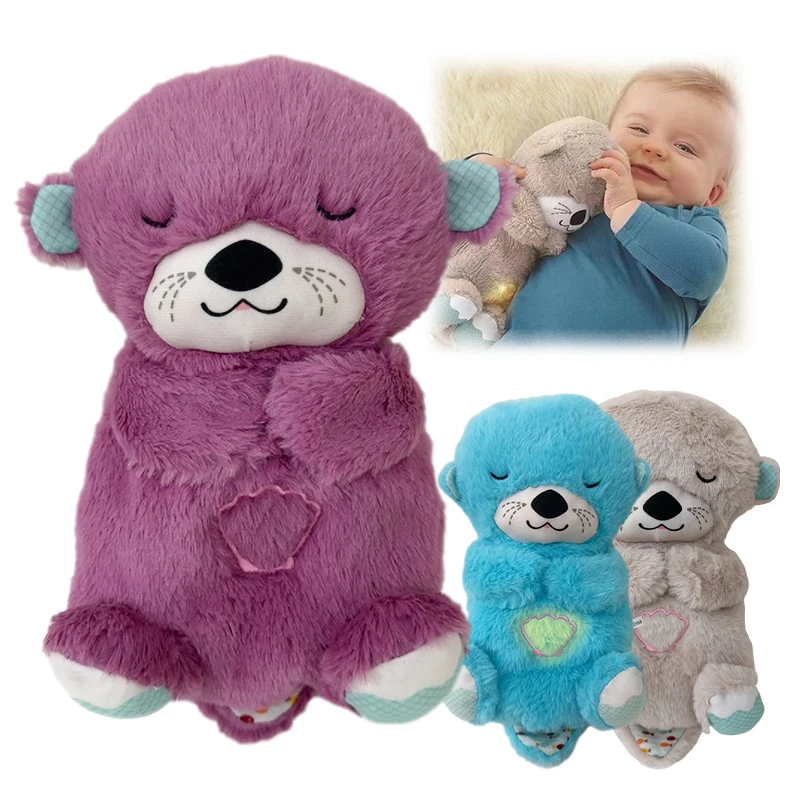 30cm Newborn Sensory Comfortable Soothing Deep Sleep and Playmate Otter Dolls time Breathing Otter With Light And Music