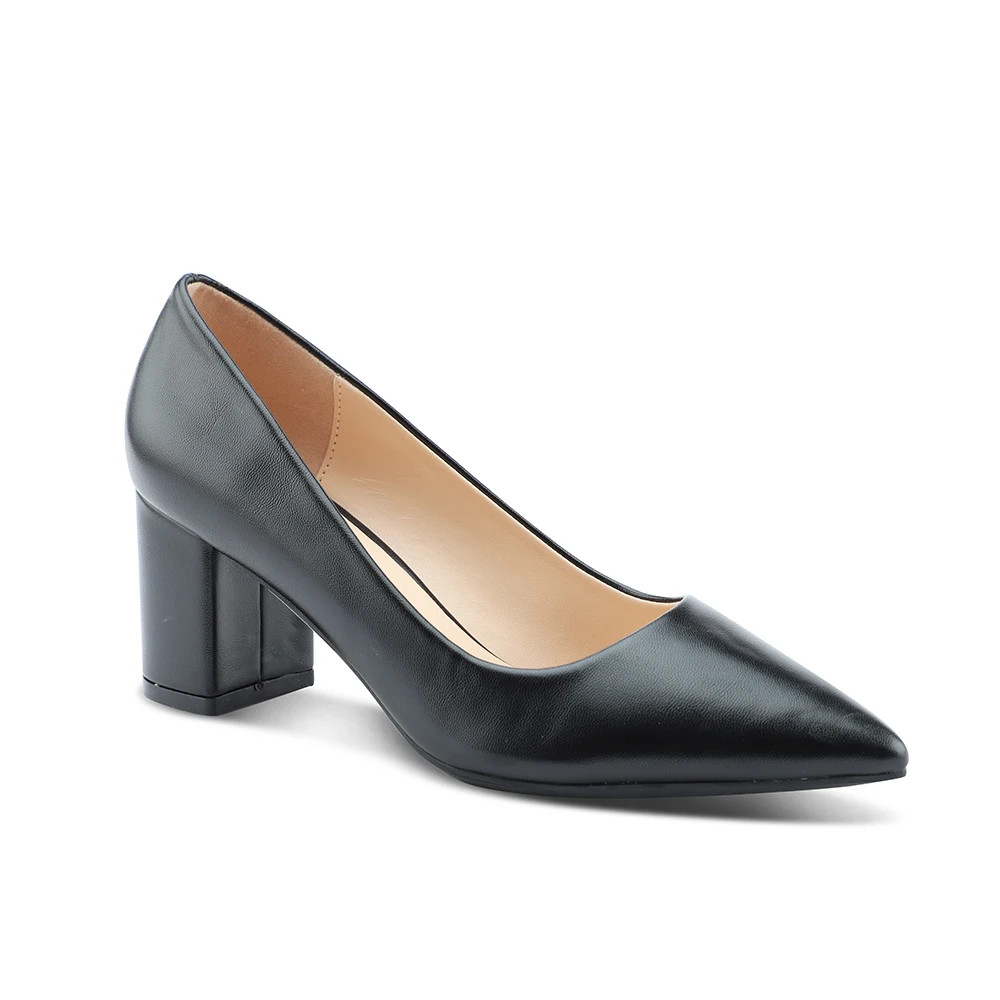 
Wholesale genuine leather chunky block high fashion heels 