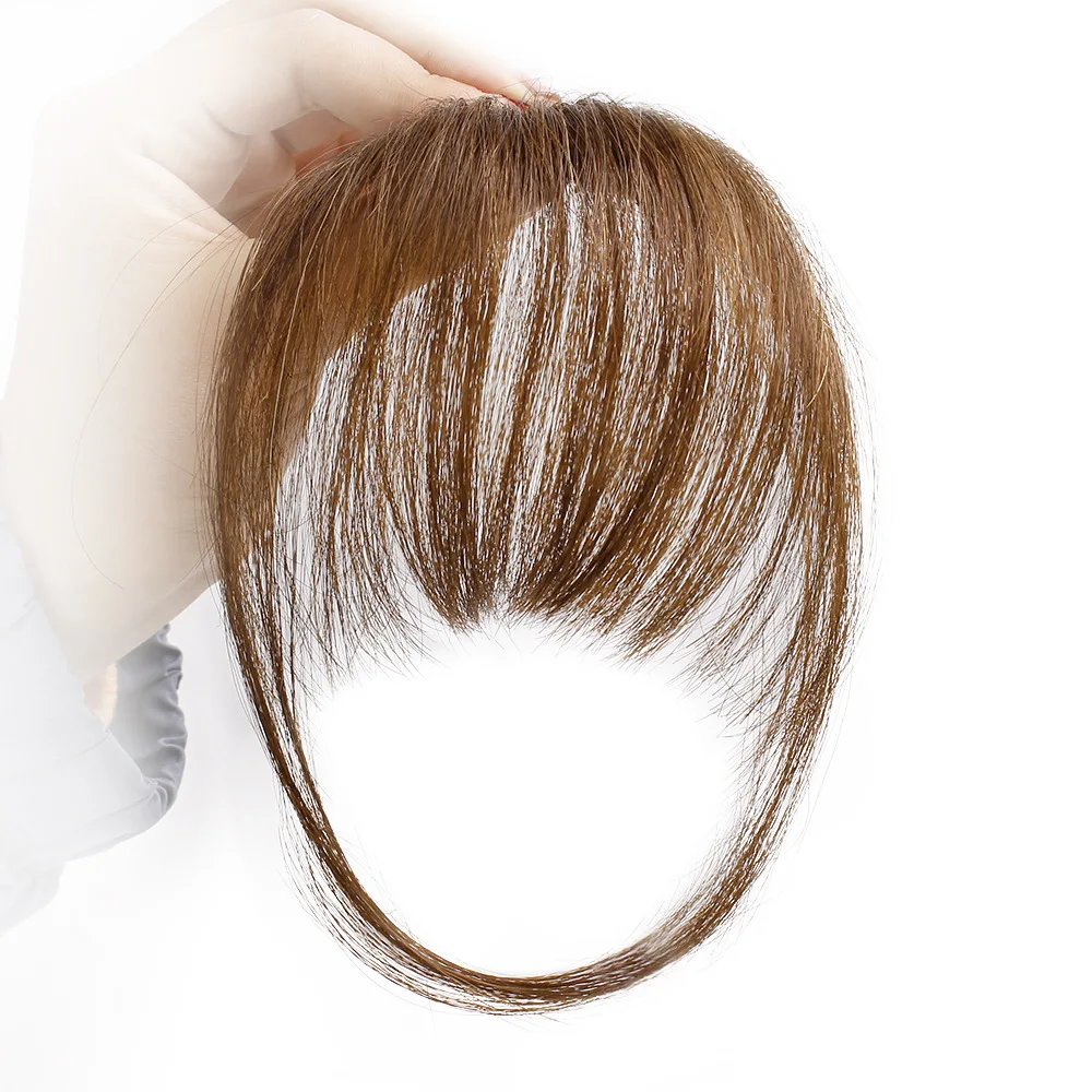 
Half Hand-woven Straight Human Hair Invisible Clip in Bangs 