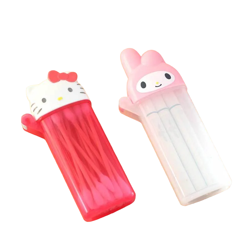 Anime Swab Storage Box KT Cat Cartoon Toothpick Cosmetic Container Portable Travel Mini Storage Box