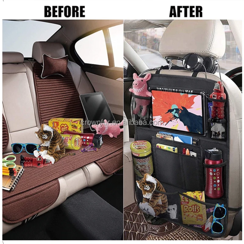Universal Car back seat cover organizer Luxury Car Interior Accessories leather car back seat organizer bags with cup holder