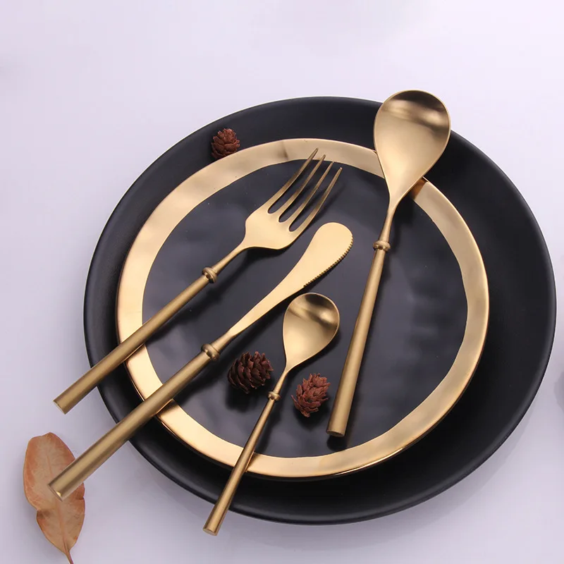 China supplier gold plated hotel western stainless steel cutlery with fork and spoon
