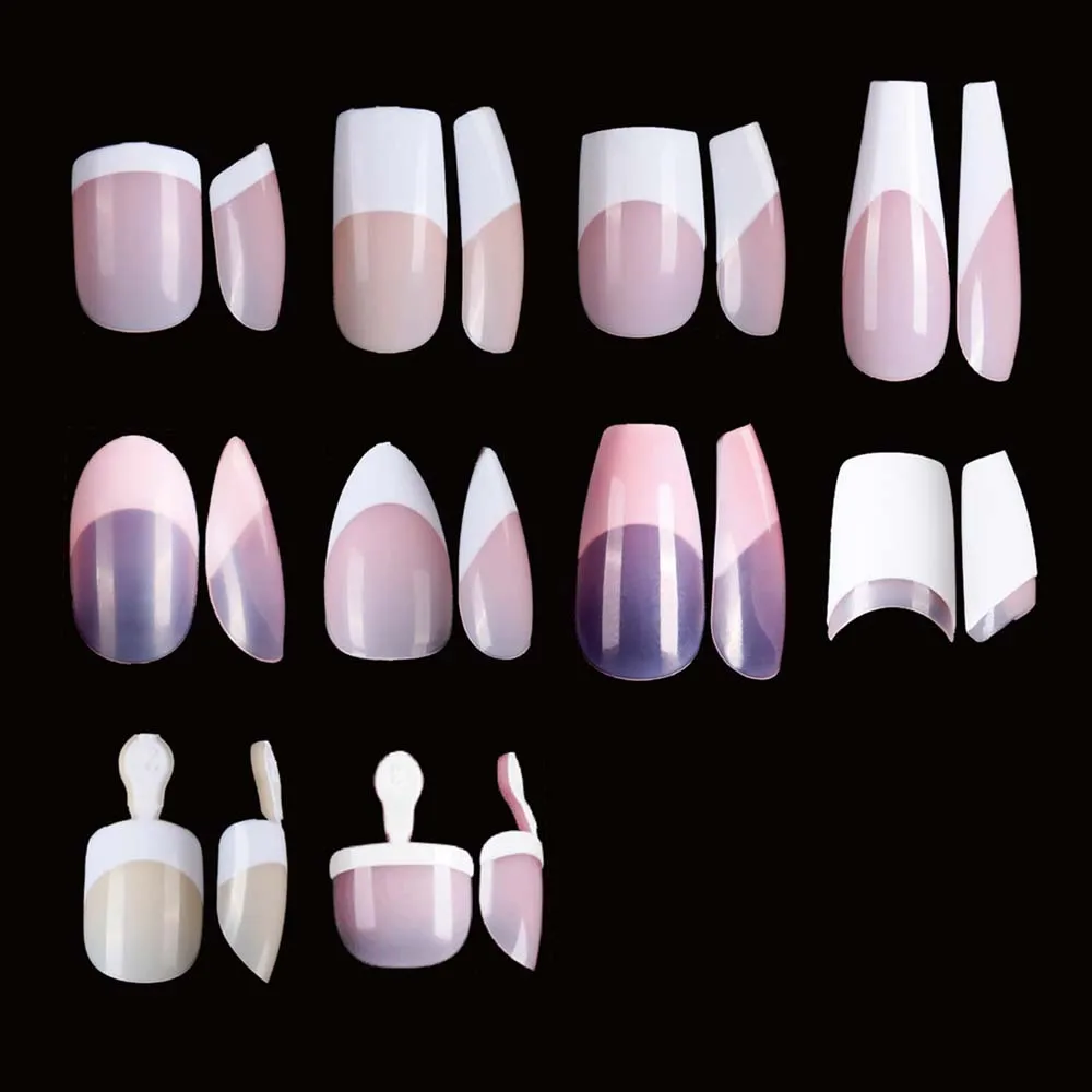 Acrylic Color French Nail Tips Profession 2024 Half Cover Ultra-fit High Quality French Manicure Kit Press On Nails For Home Use