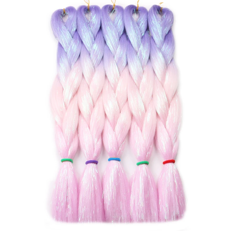 HARMONY 250 Pieces Jumbo Braids Hair Mix Tinsel 60 Colors Available Glitter Synthetic Braiding Hair Extensions