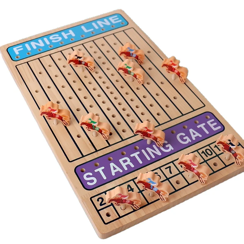 Wooden Horse Racing Chess Board Table Game Board Baby Educational Games Exercise Thinking Skills Montessori Toys