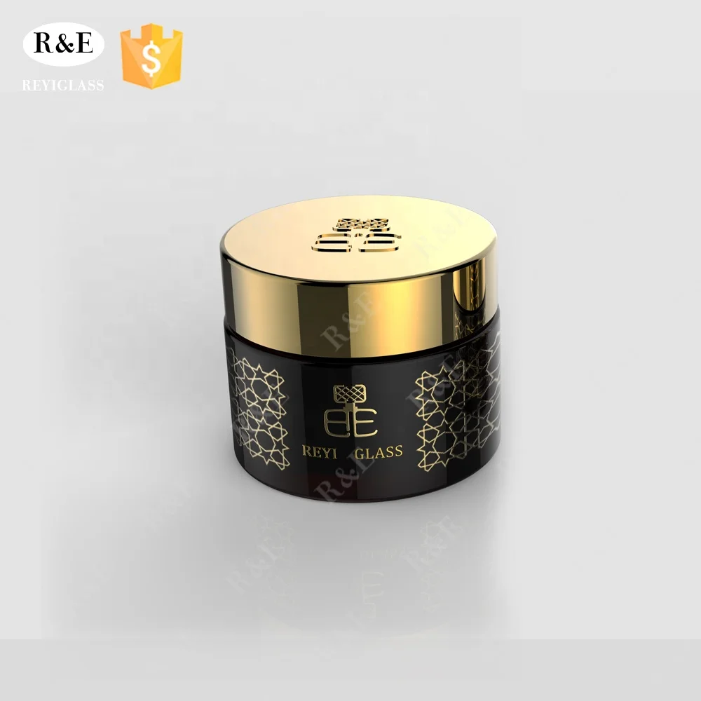 30G 50G Empty Black Coating Golden Logo Cosmetic Bakhoor Cream Packaging Jar