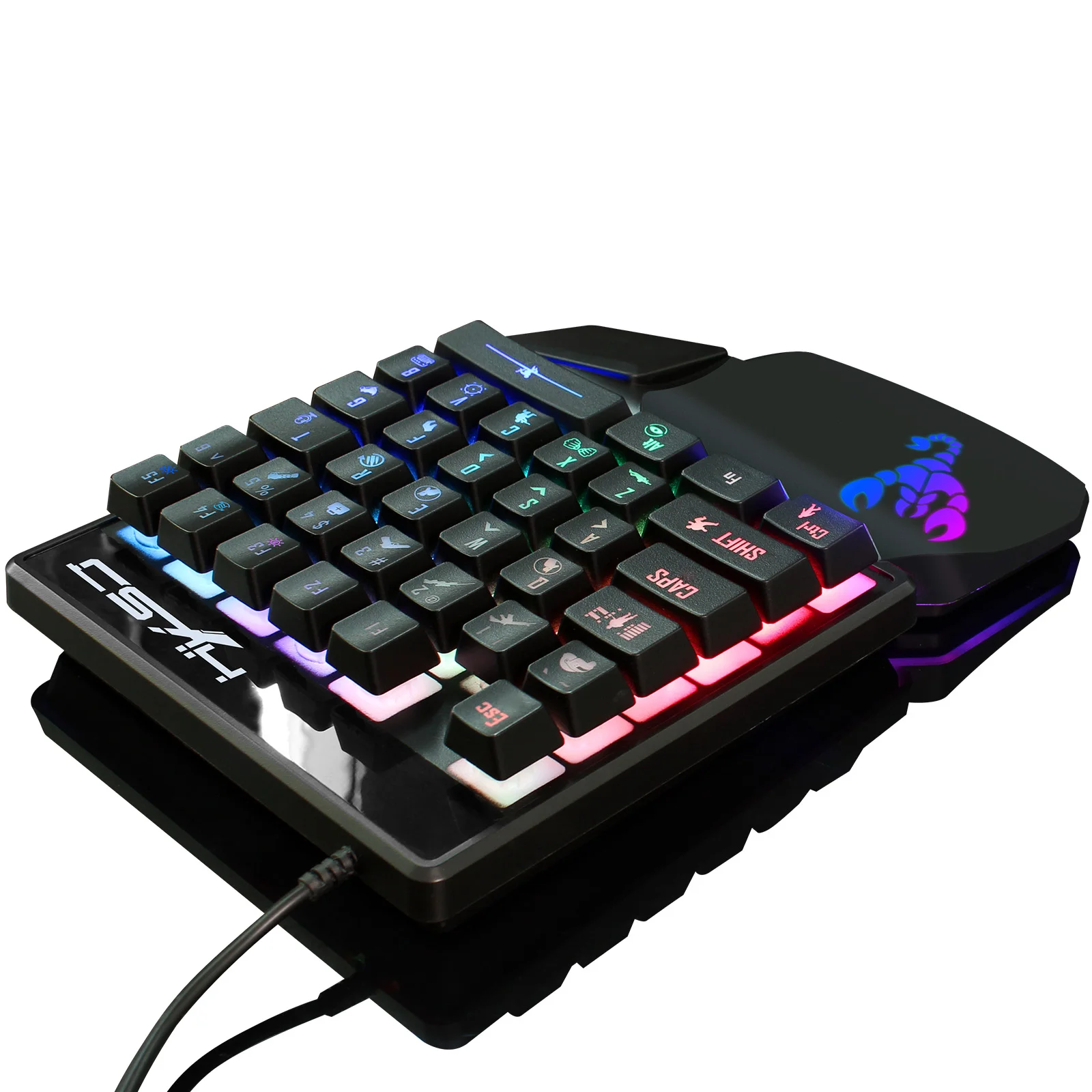 HXSJ V400RGB one-handed membrane keyboard left-handed mechanical feel eat chicken one-handed backlit keyboard 35 key