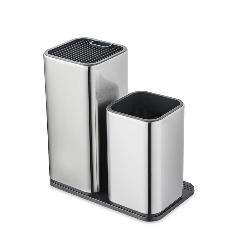 Insert Stainless Steel Knife Holder With Cutting Board Knife Holder Kitchen Supplies Holder Storage Bucket Kitchenware Cooking