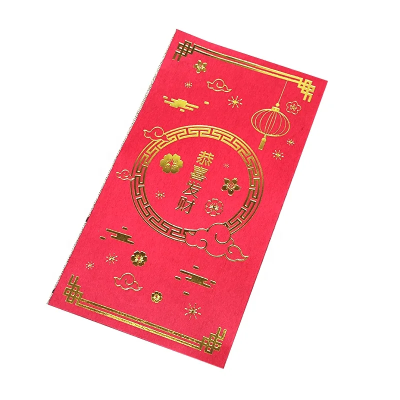 Factory Custom Print Red Packet Wedding gift Chinese Red Envelope for kid Traditional Money Envelope With Gold Foil Design
