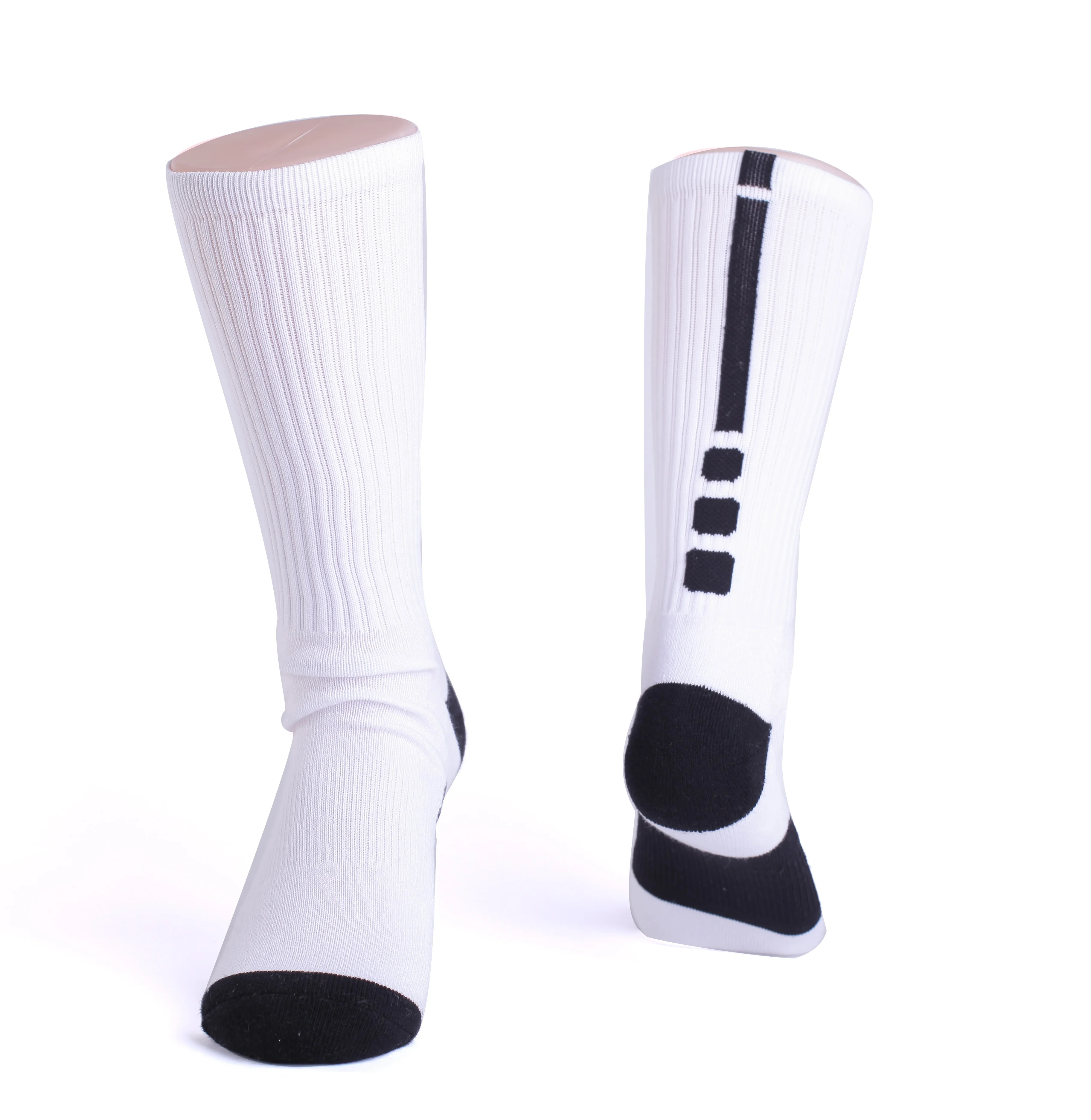 White Crew Socks Knitted Compression Socks Custom Elite Basketball Socks, Cushioned Athletic Sports for Men Boy Women Girl