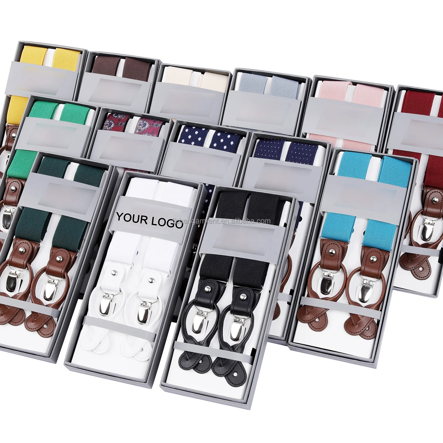 Ready to Ship Wholesale Beautiful Leather Suspenders Elastic Boy Jean Suspender Men with 6 Free Buttons