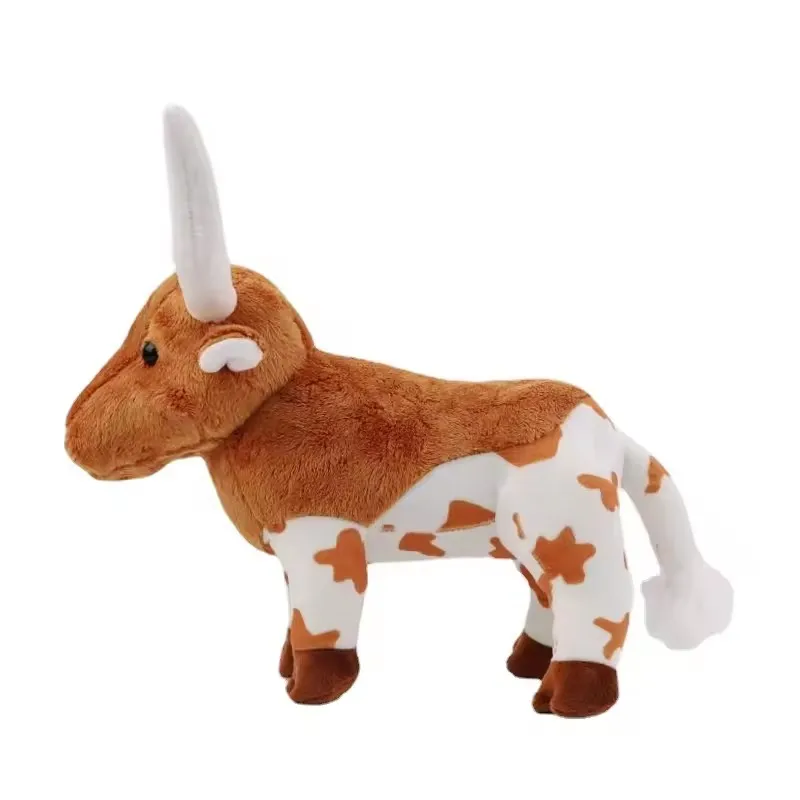 Low Moq Custom plush toy Bull Plush Doll animal Brown Longhorn plush toy Custom plush toy