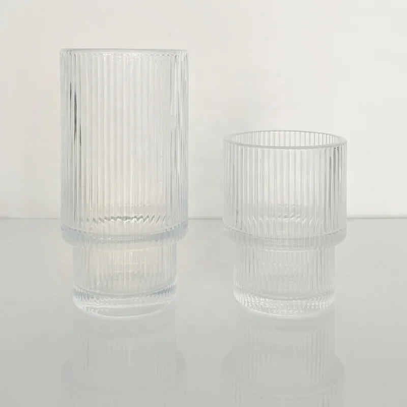 200ml/320ml 7oz/11oz Fluted choice long-lasting ribbed  Drinking Glasses  for Cocktail Whiskey Beer Water