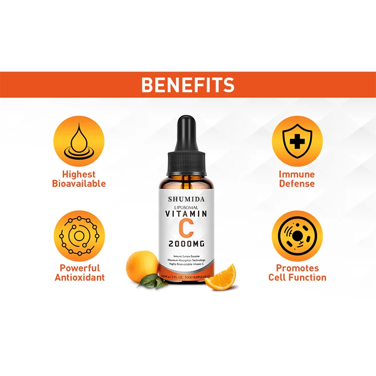 OEM ODM VIT C жидкие капли для взрослых иммунная система и антиоксидантная Поддержка высокой абсорбции витамин