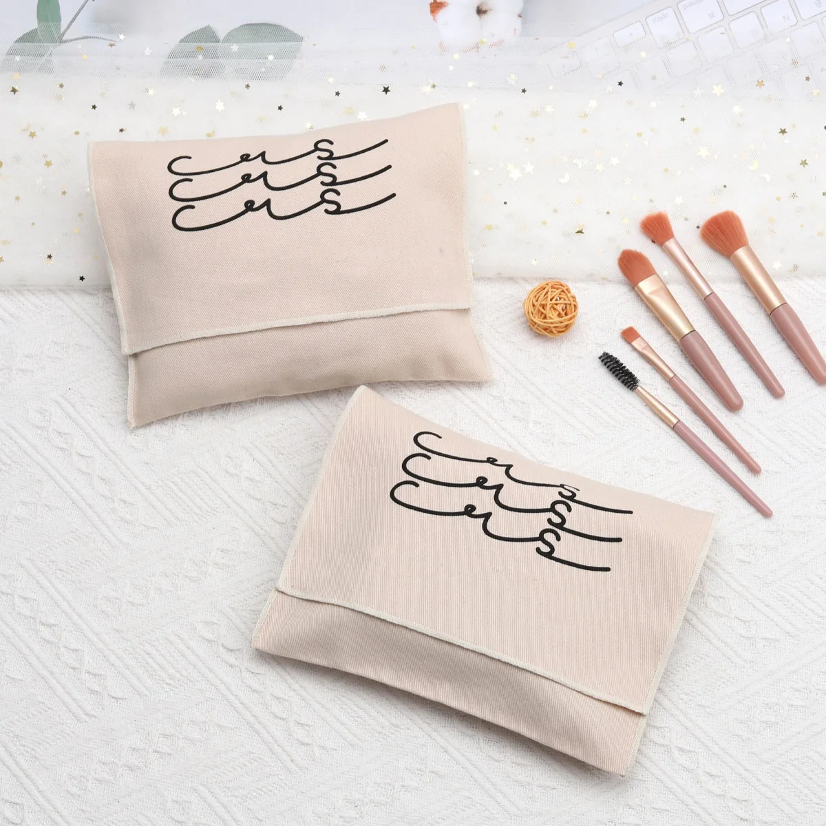 Custom Cotton Twill Envelope Pouch Belt Packaging Super Soft Brushed Cotton Flap Dust Bag Makeup Jewelry Envelope Pouch