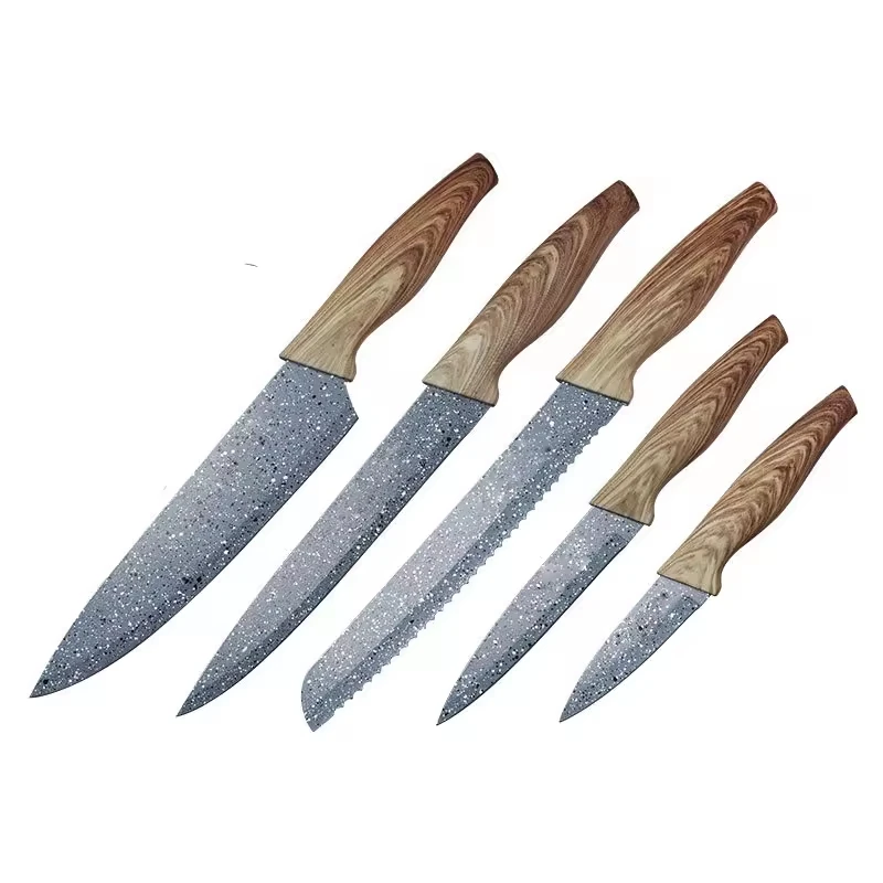 Kitchen Accessories 6pcs Non-stick Coating Knife Set With Gift Box For Kitchen Knife Set with Universal Knife Block Holder