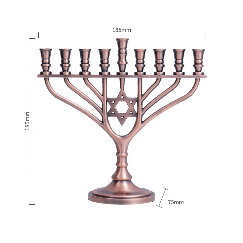 Custom Judaica Hanukkah Menorah Various Size Temple Menorah Metal Candle Holder